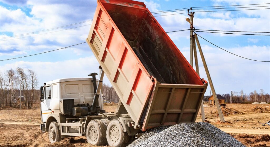 Dumptruck in action on a construction site